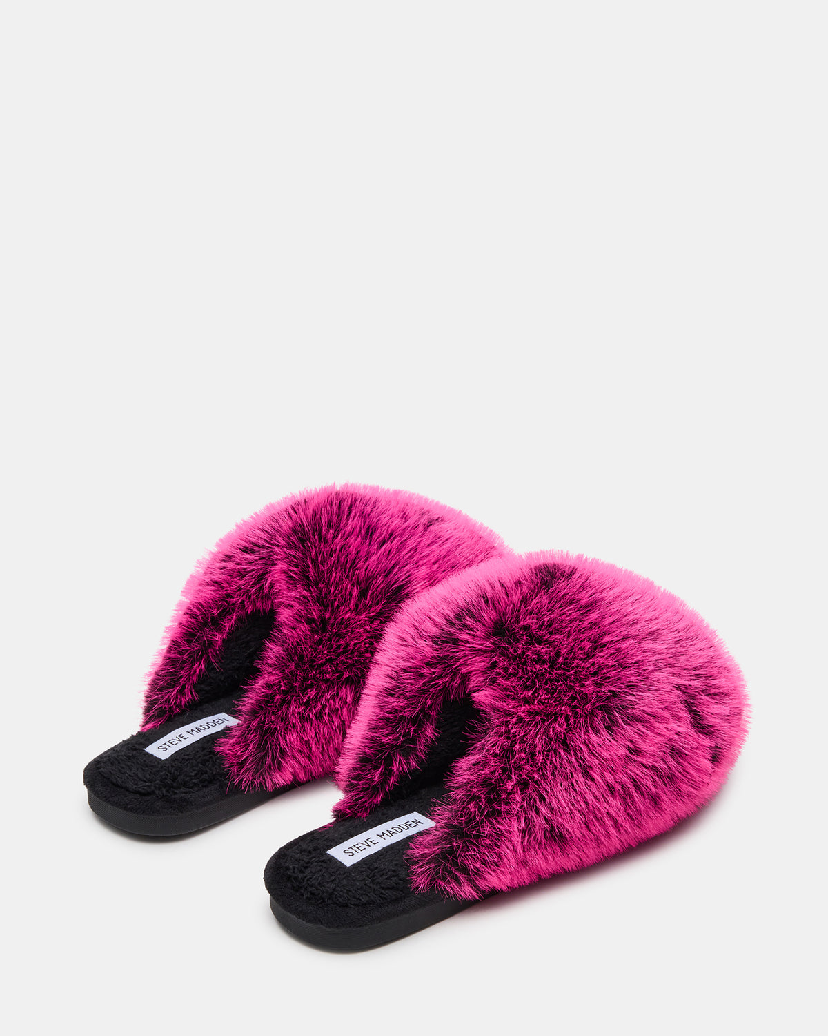 POOF Fushia Slip-On Faux Fur Mule Women's Flat - Steve Madden