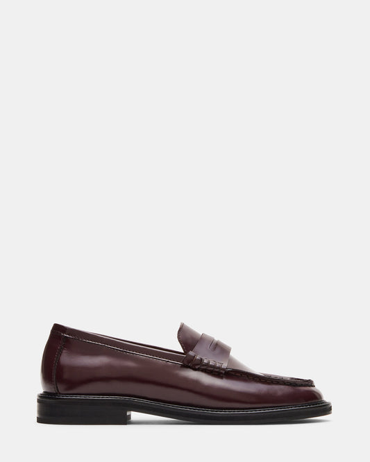 MADISON Burgundy Box Leather Women's Penny Loafer - Steve Madden