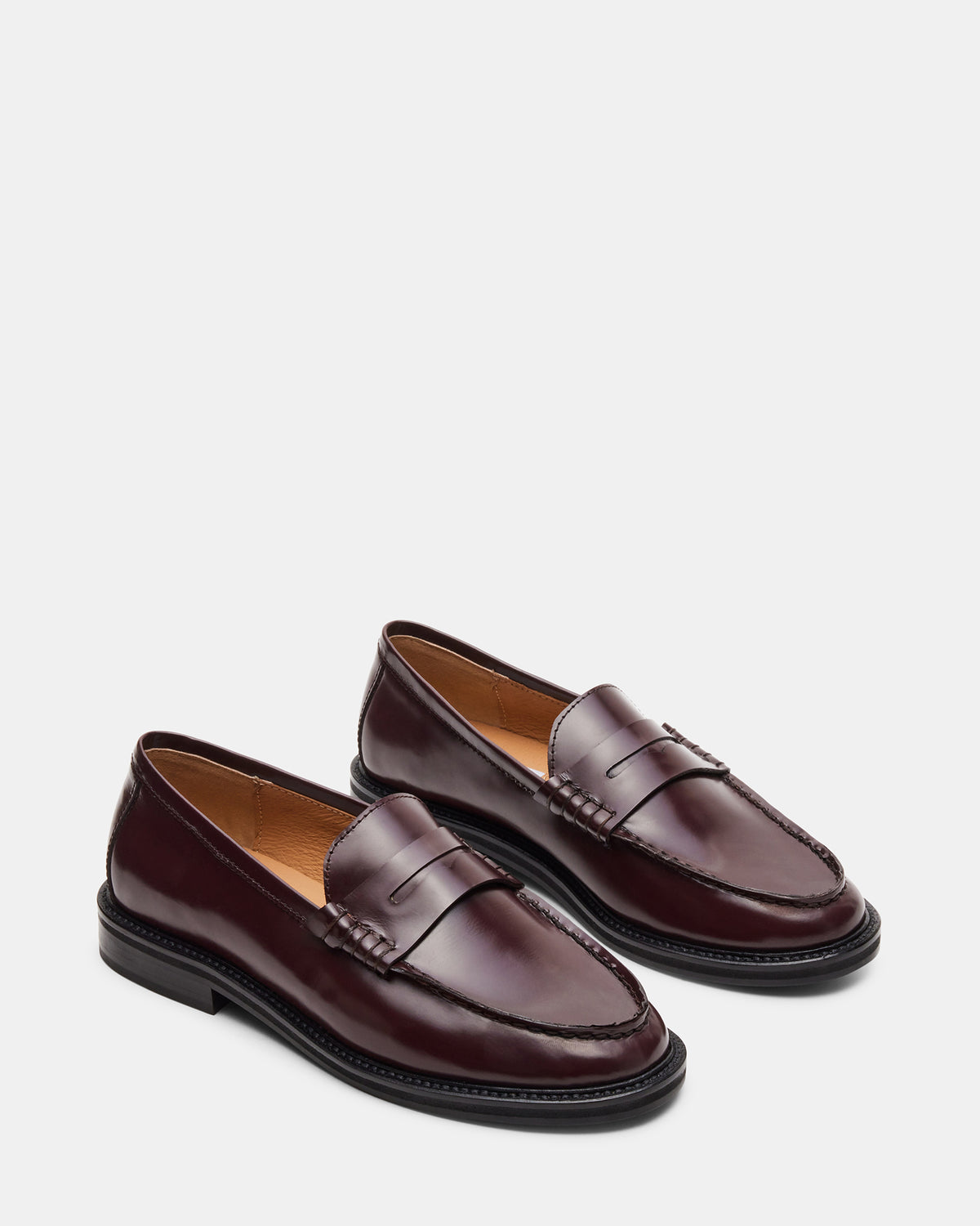 MADISON Burgundy Box Leather Women's Penny Loafer - Steve Madden
