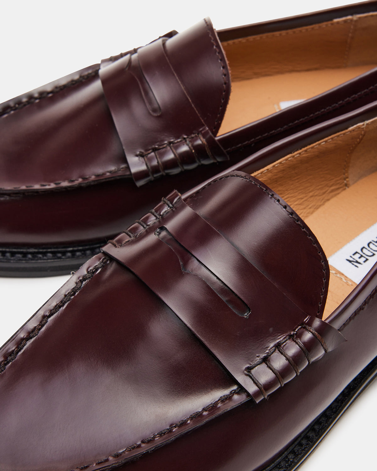 MADISON Burgundy Box Leather Women's Penny Loafer - Steve Madden