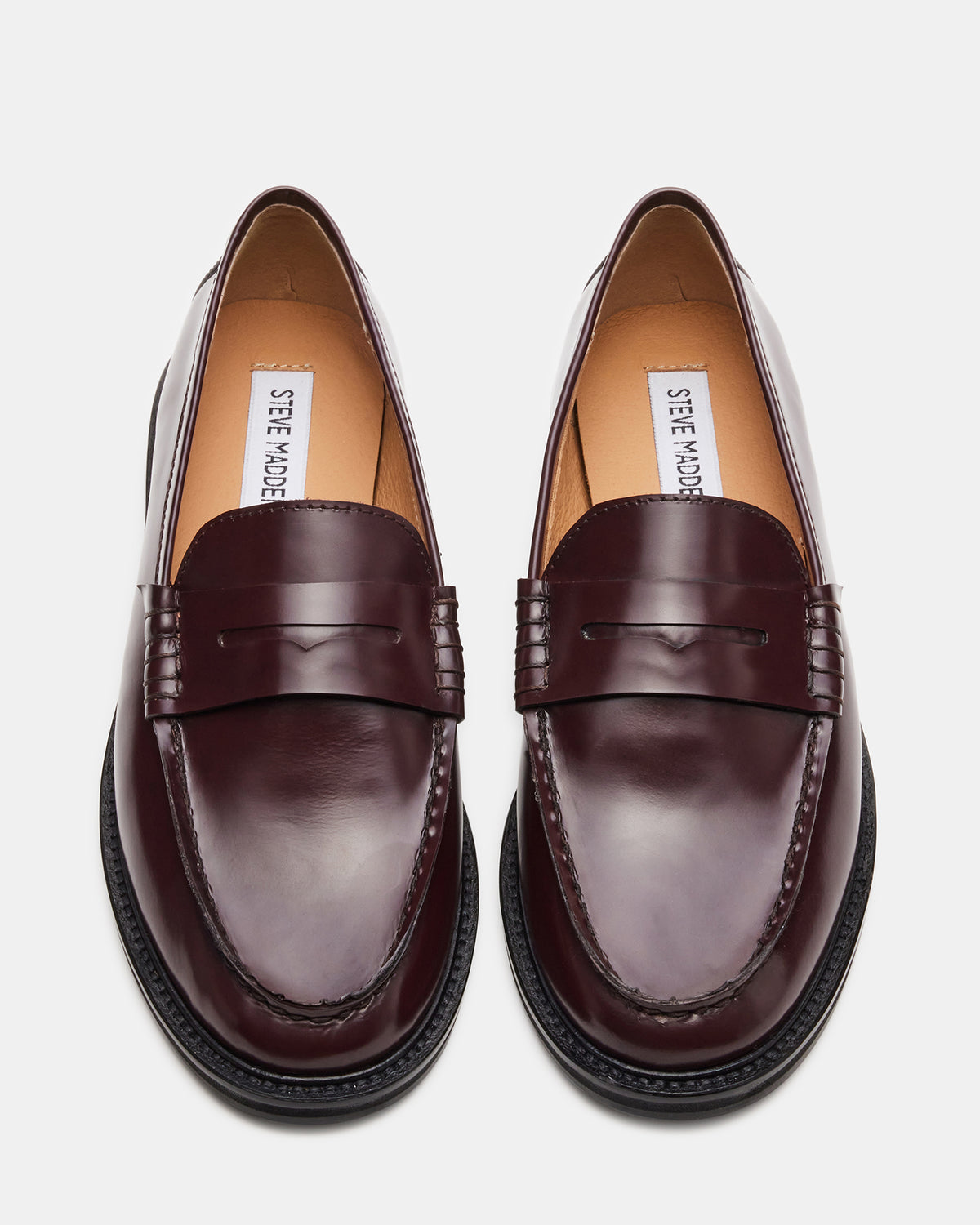 MADISON Burgundy Box Leather Women's Penny Loafer - Steve Madden