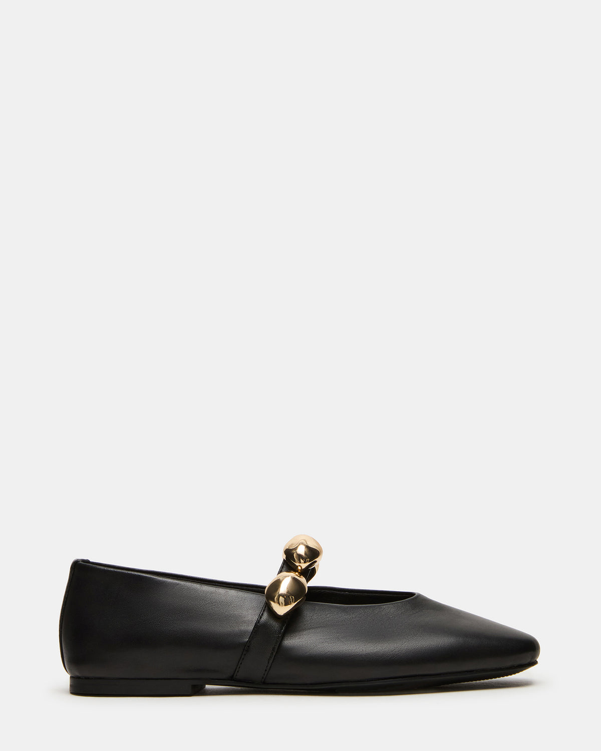 POPPIN Black Leather Mary Jane Ballet Women's Flat - Steve Madden