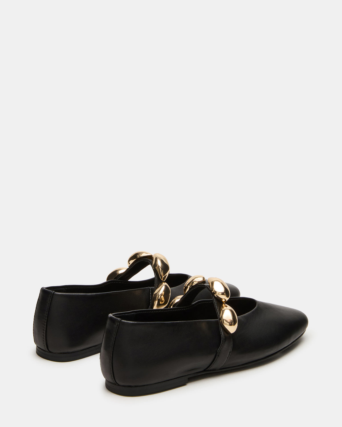 POPPIN Black Leather Mary Jane Ballet Women's Flat - Steve Madden