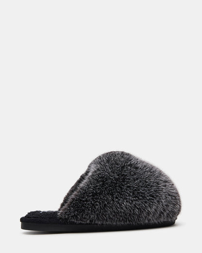 POOF GREY Slip-On Faux Fur Mule Women's Flat - Steve Madden