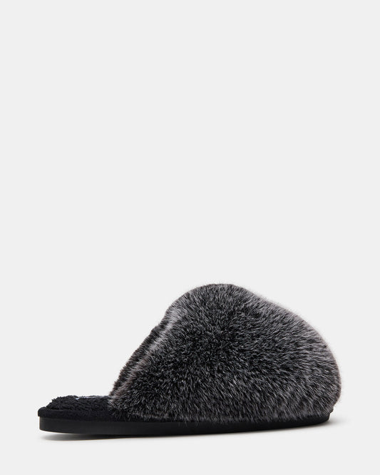 POOF GREY Slip-On Faux Fur Mule Women's Flat - Steve Madden