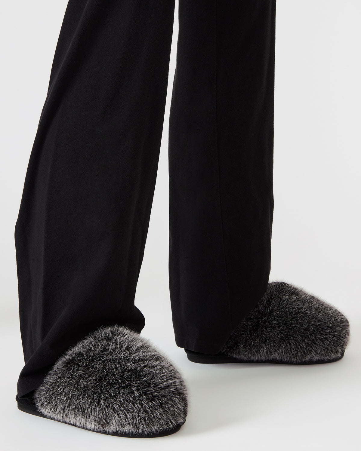 POOF GREY Slip-On Faux Fur Mule Women's Flat - Steve Madden