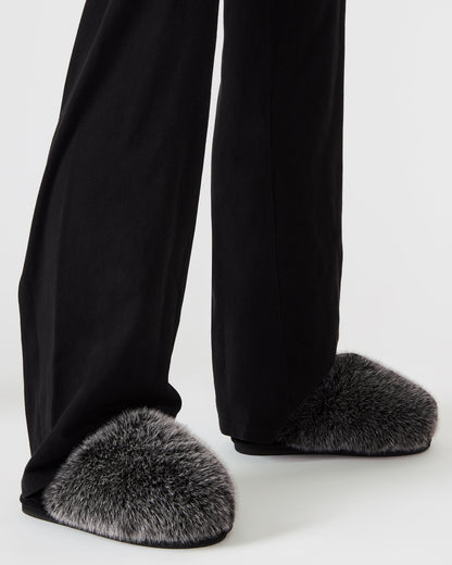 POOF GREY Slip-On Faux Fur Mule Women's Flat - Steve Madden
