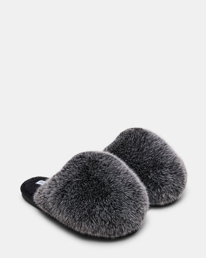 POOF GREY Slip-On Faux Fur Mule Women's Flat - Steve Madden