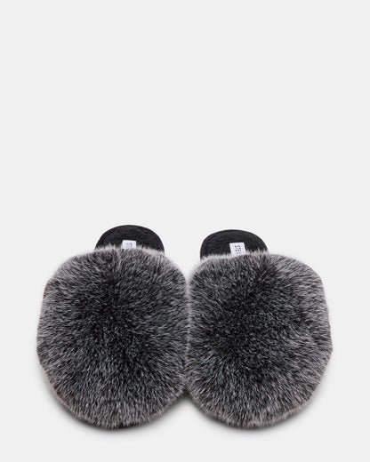 POOF GREY Slip-On Faux Fur Mule Women's Flat - Steve Madden