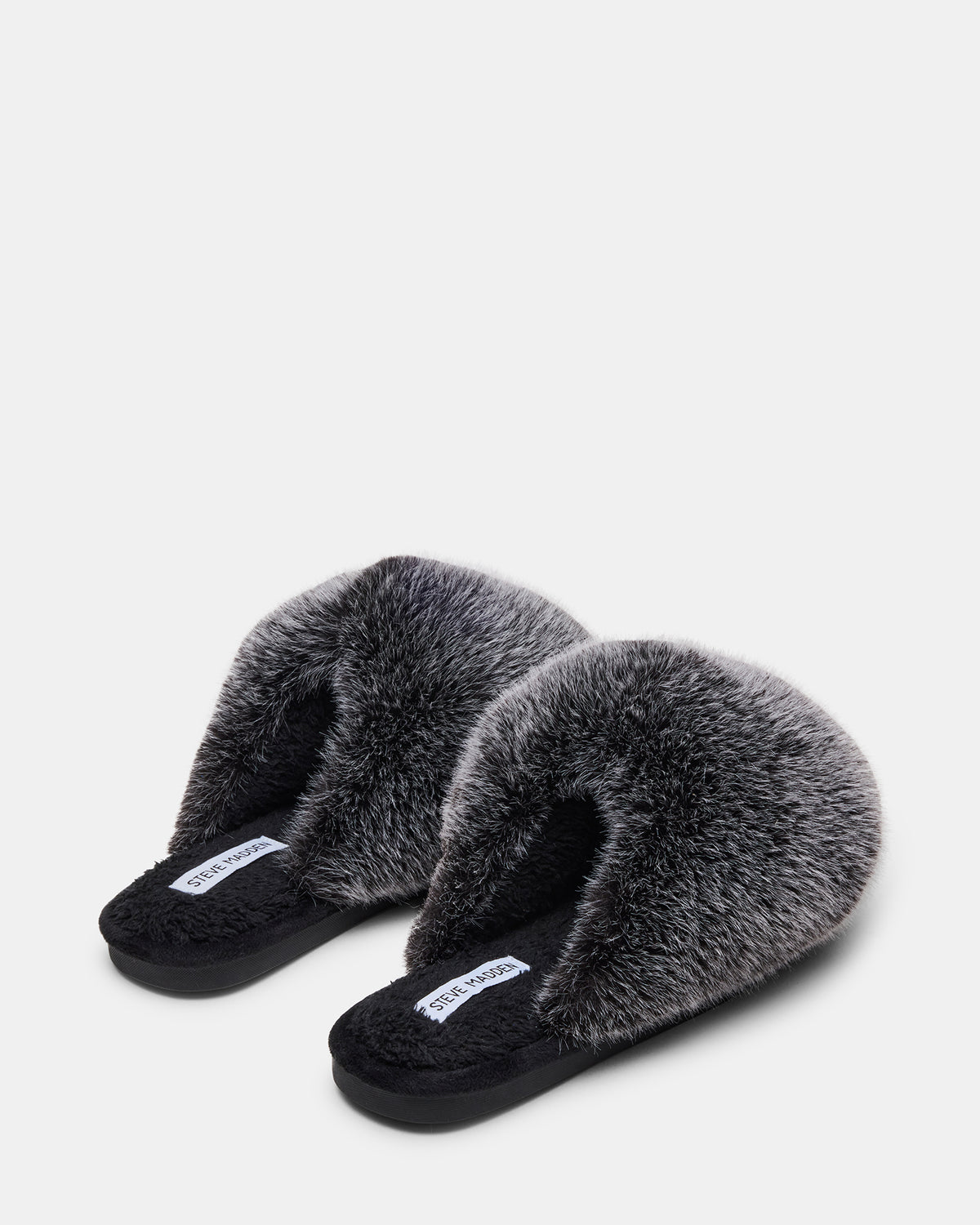 POOF GREY Slip-On Faux Fur Mule Women's Flat - Steve Madden