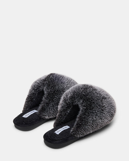 POOF GREY Slip-On Faux Fur Mule Women's Flat - Steve Madden