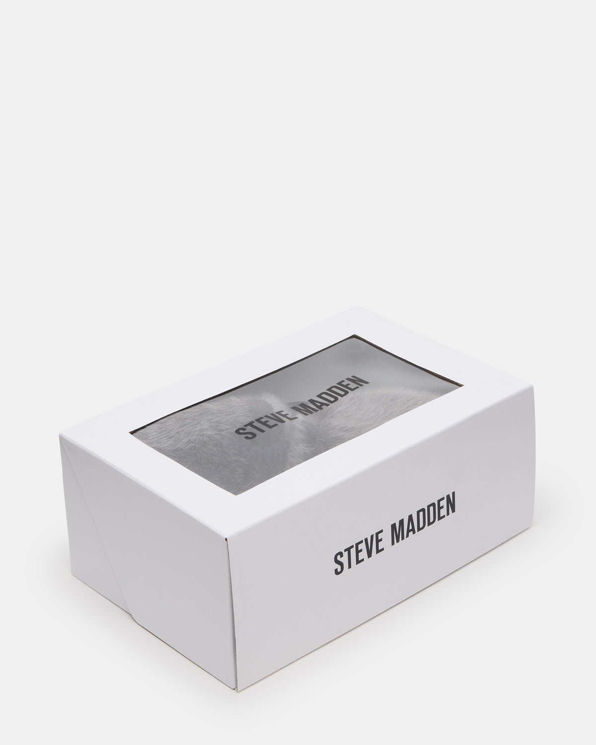 POOF GREY Slip-On Faux Fur Mule Women's Flat - Steve Madden