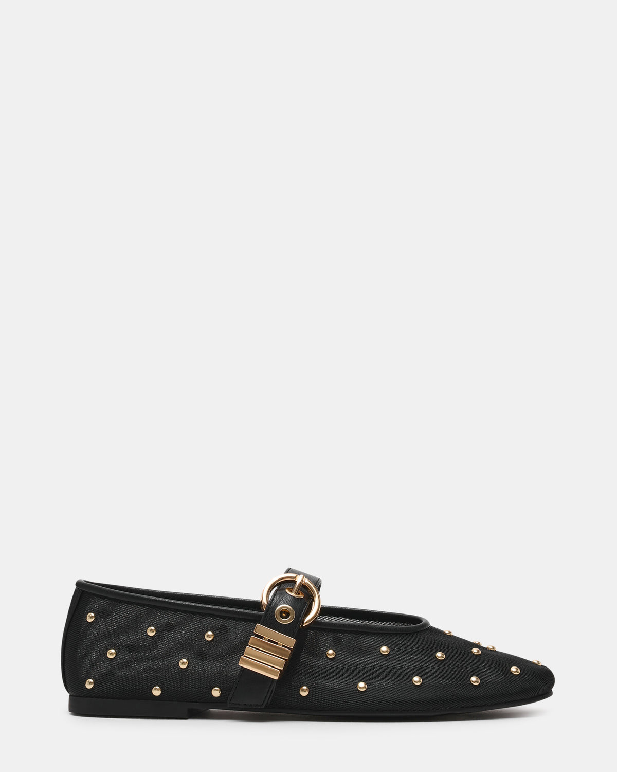 LUCIA Stud Black Multi Mesh Mary Jane Ballet Women's Flat - Steve Madden