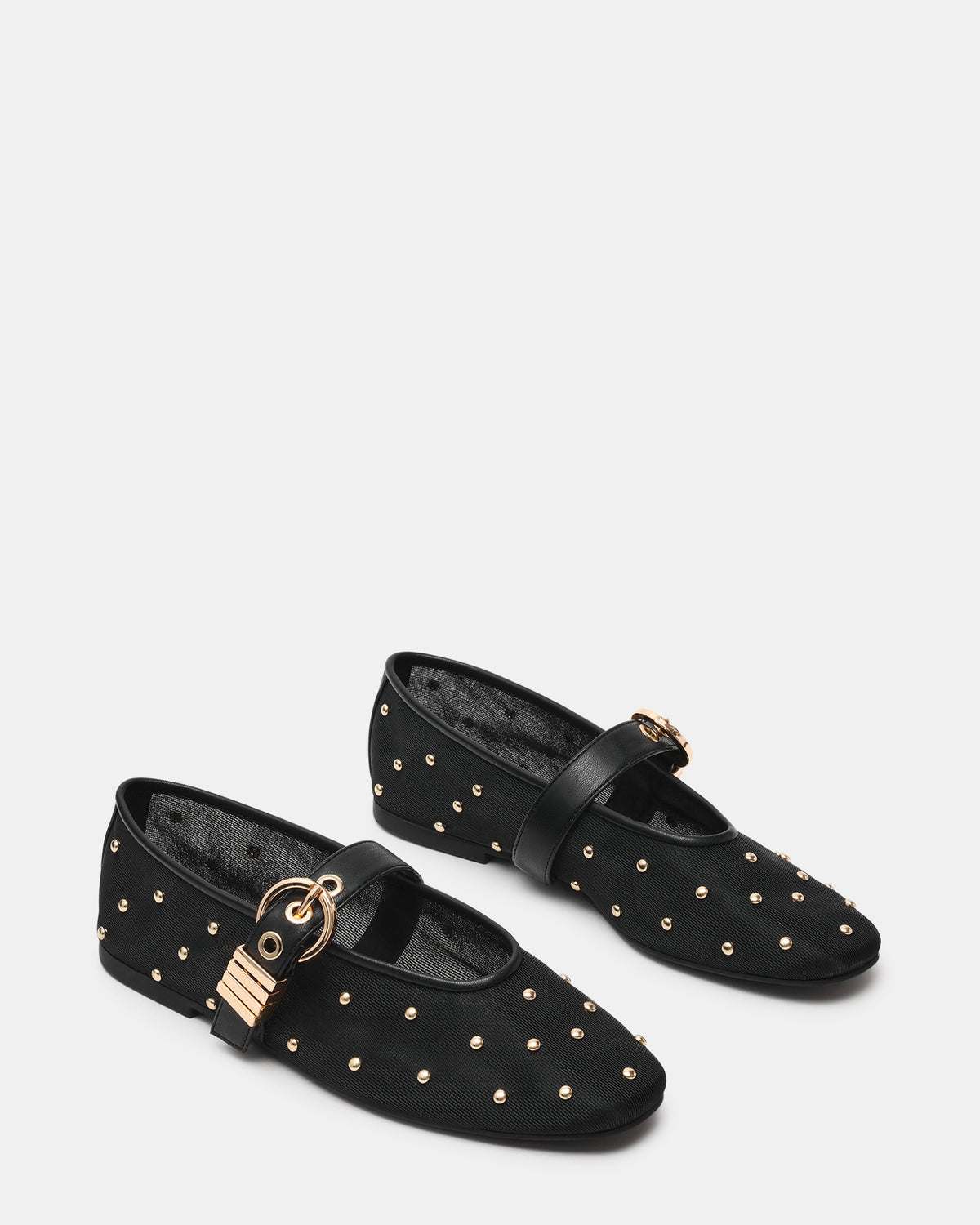 LUCIA Stud Black Multi Mesh Mary Jane Ballet Women's Flat - Steve Madden