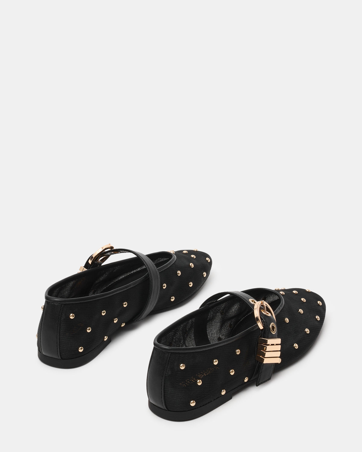 LUCIA Stud Black Multi Mesh Mary Jane Ballet Women's Flat - Steve Madden