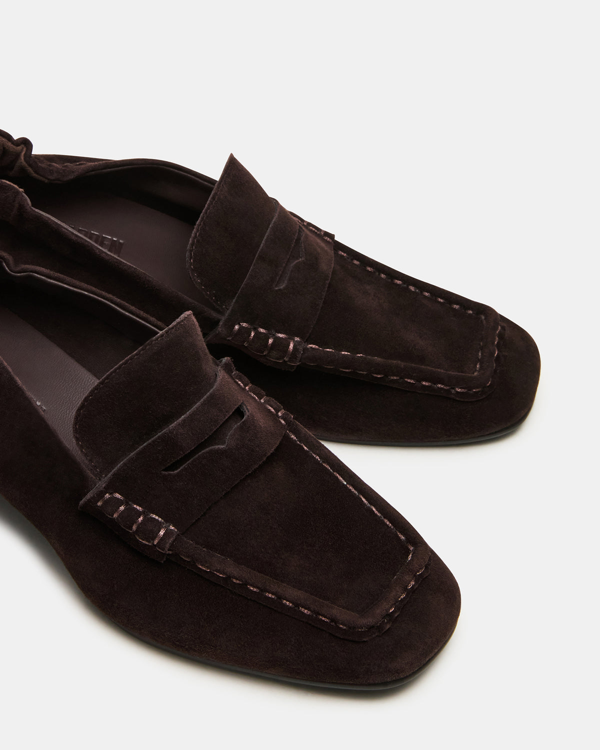 ESTEE Brown Suede Square-Toe Heeled Women's Loafer - Steve Madden