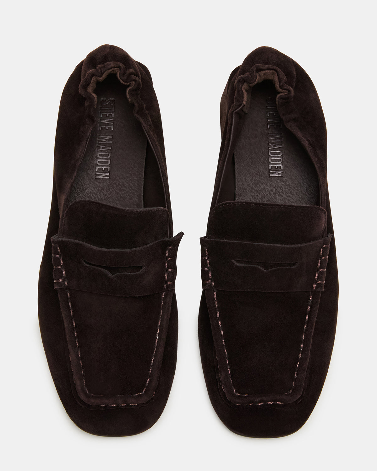 ESTEE Brown Suede Square-Toe Heeled Women's Loafer - Steve Madden
