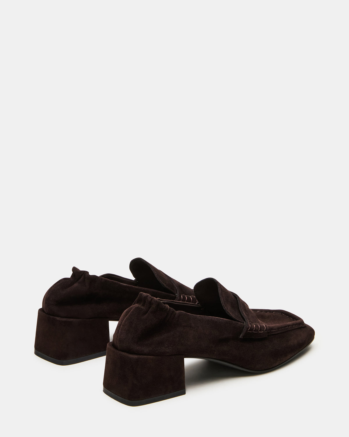 ESTEE Brown Suede Square-Toe Heeled Women's Loafer - Steve Madden