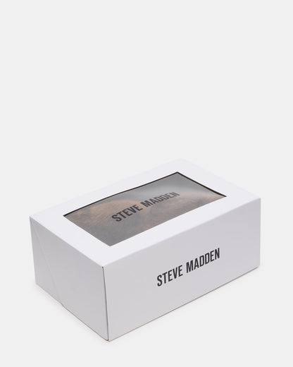 POOF Brown Slip-On Faux Fur Mule Women's Flat - Steve Madden