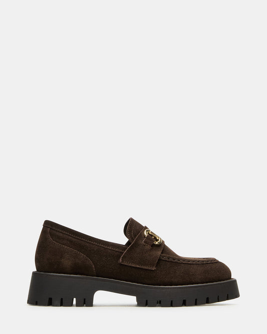 LANDO Brown Suede Lug Women's Loafer - Steve Madden