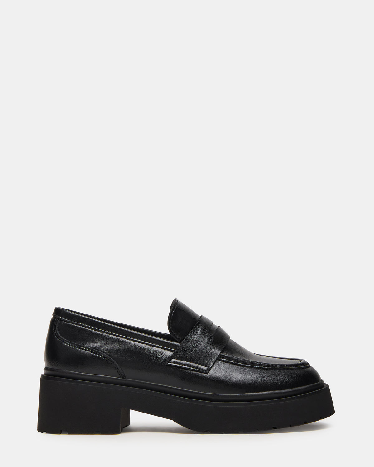 LAYKEN Black Leather Platform Lug Women's Loafer - Steve Madden