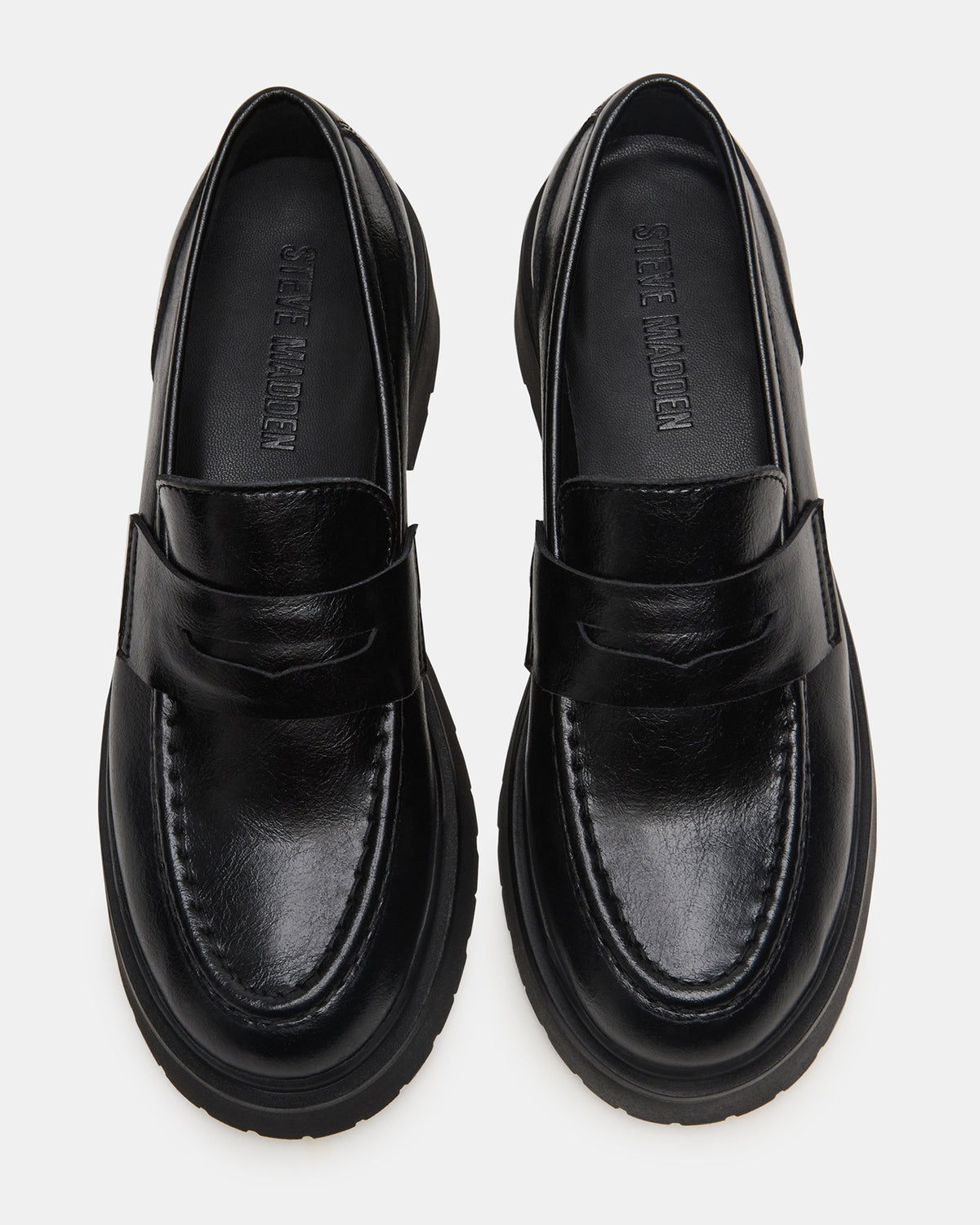 LAYKEN Black Leather Platform Lug Women's Loafer - Steve Madden