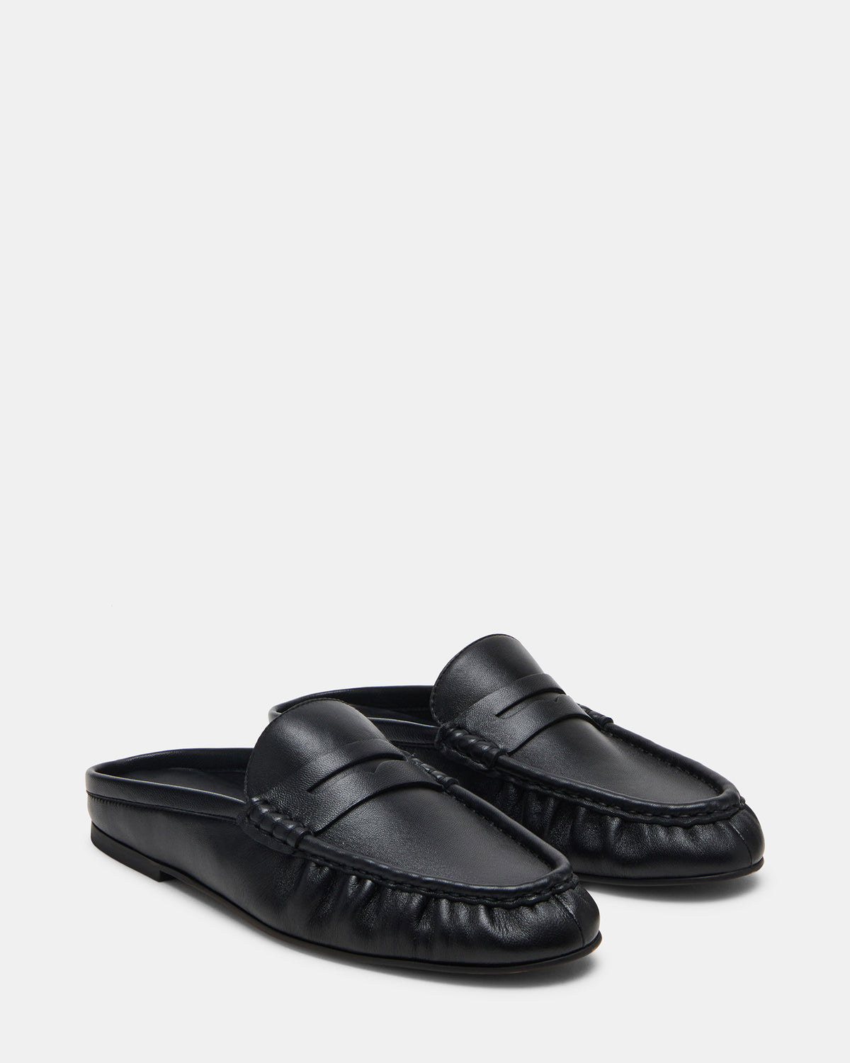 RAFE Black Leather Slip-On Mule Women's Flat - Steve Madden