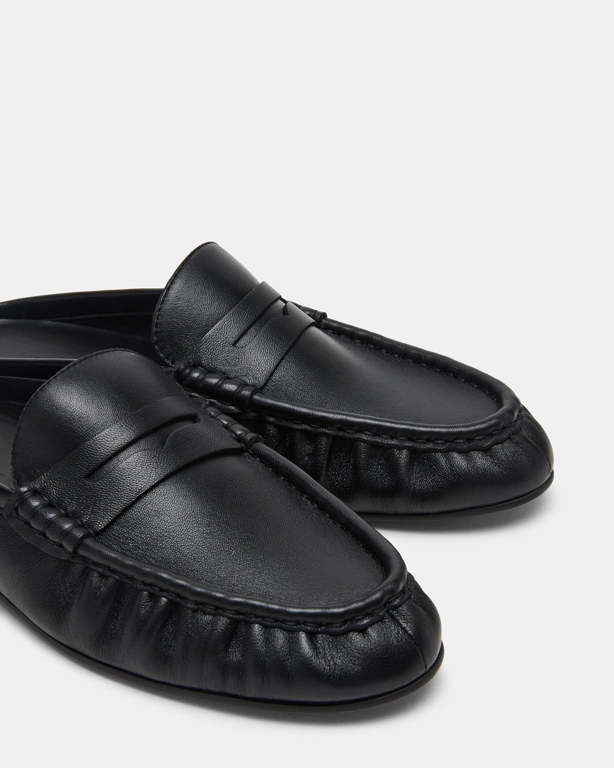 RAFE Black Leather Slip-On Mule Women's Flat - Steve Madden