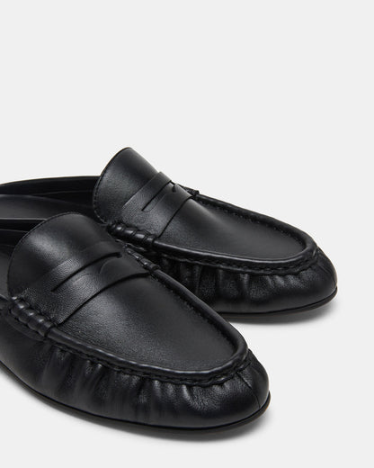 RAFE Black Leather Slip-On Mule Women's Flat - Steve Madden