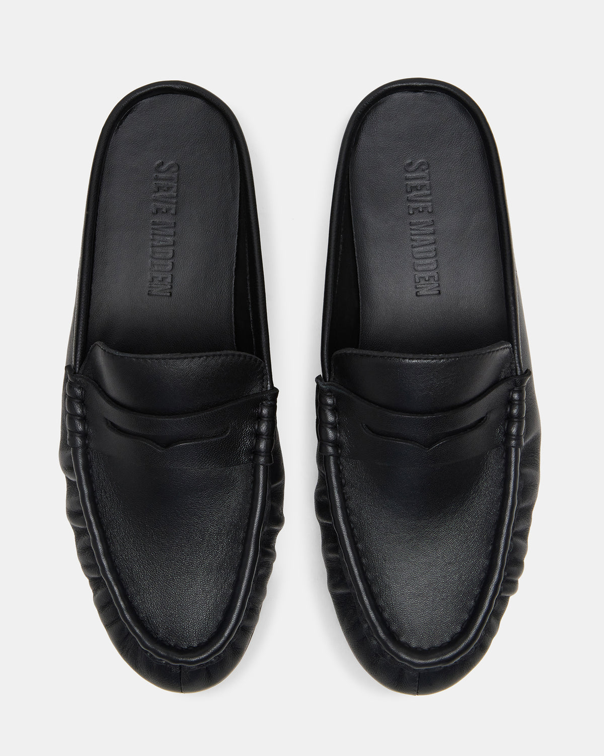 RAFE Black Leather Slip-On Mule Women's Flat - Steve Madden