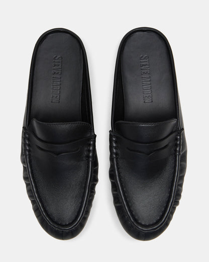RAFE Black Leather Slip-On Mule Women's Flat - Steve Madden