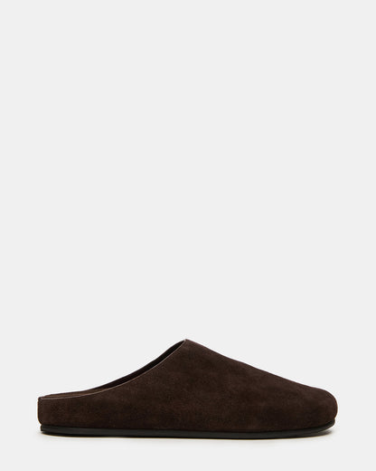 FERN Brown Suede Mule Slip-On Round-Toe Women's Flat - Steve Madden
