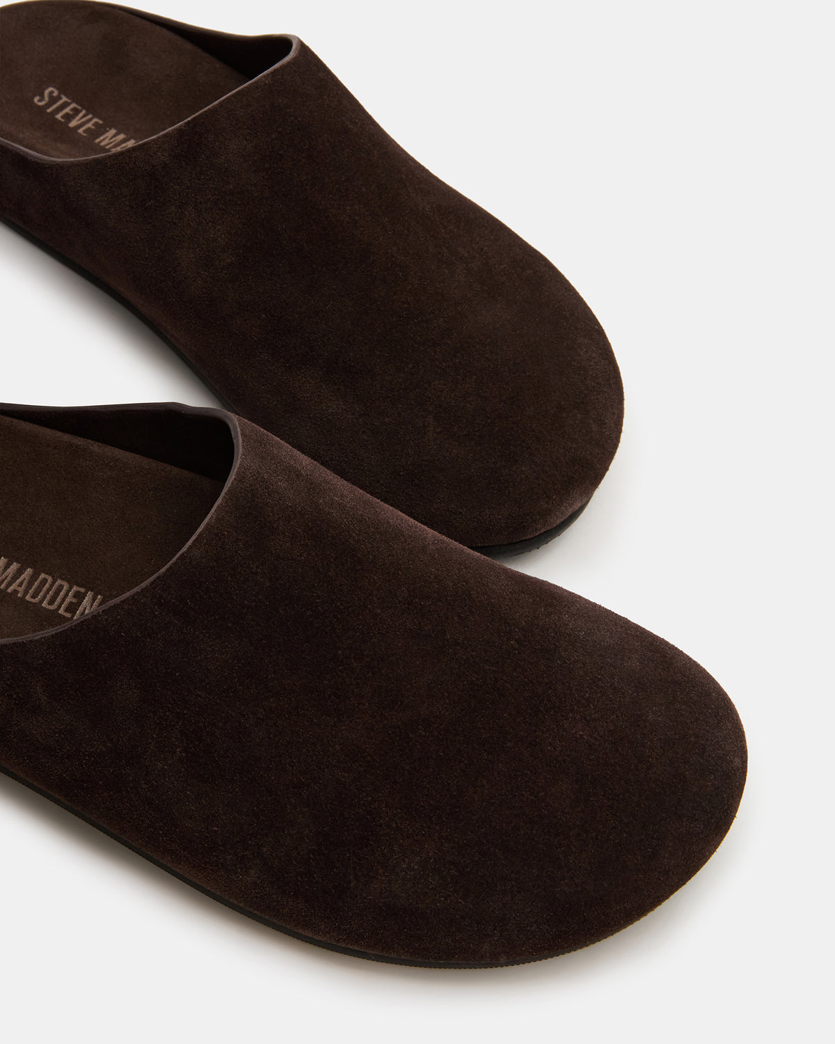 FERN Brown Suede Mule Slip-On Round-Toe Women's Flat - Steve Madden