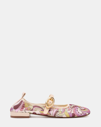 DAFFIA Purple Multi Mary Jane Gold-Detail Buckle Ballet Women's Flat - Steve Madden