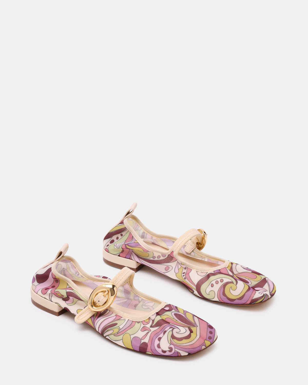 DAFFIA Purple Multi Mary Jane Gold-Detail Buckle Ballet Women's Flat - Steve Madden