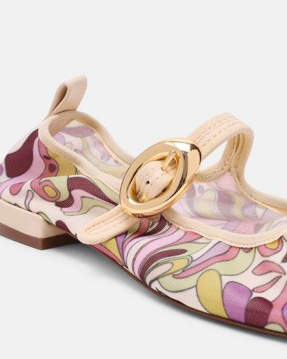 DAFFIA Purple Multi Mary Jane Gold-Detail Buckle Ballet Women's Flat - Steve Madden