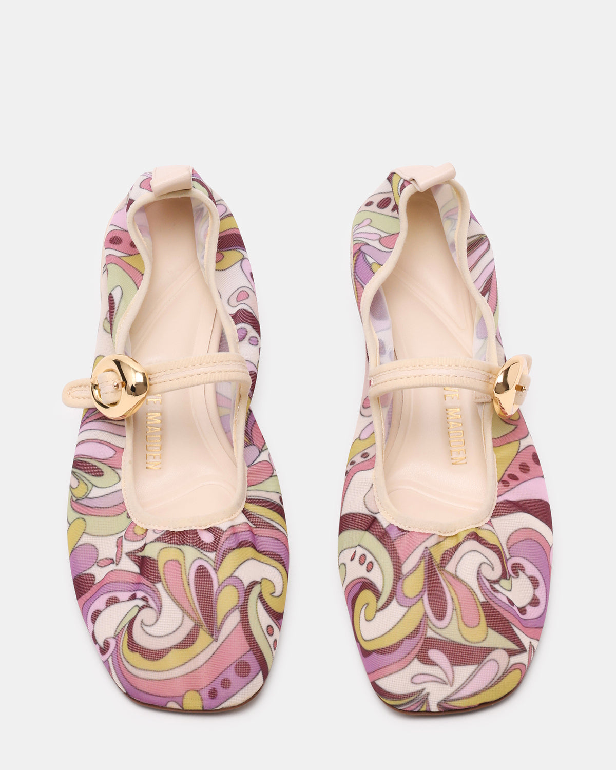 DAFFIA Purple Multi Mary Jane Gold-Detail Buckle Ballet Women's Flat - Steve Madden