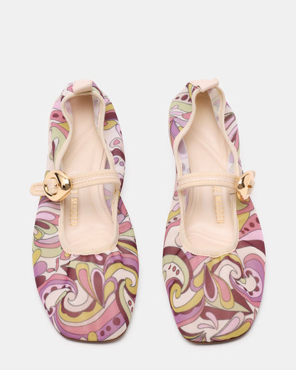 DAFFIA Purple Multi Mary Jane Gold-Detail Buckle Ballet Women's Flat - Steve Madden