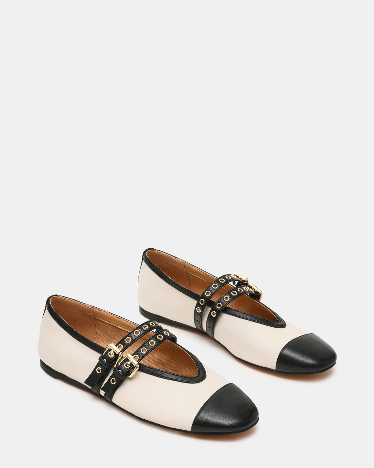 LYDIA Cap Bone Black Mary Jane Ballet Women's Flat - Steve Madden