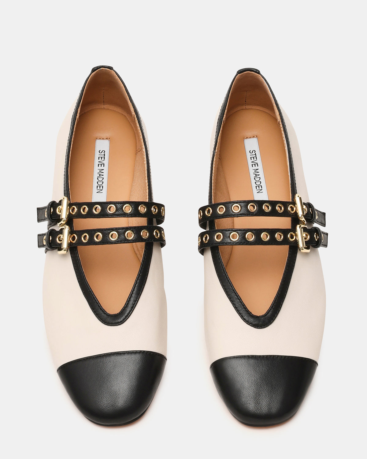 LYDIA Cap Bone Black Mary Jane Ballet Women's Flat - Steve Madden
