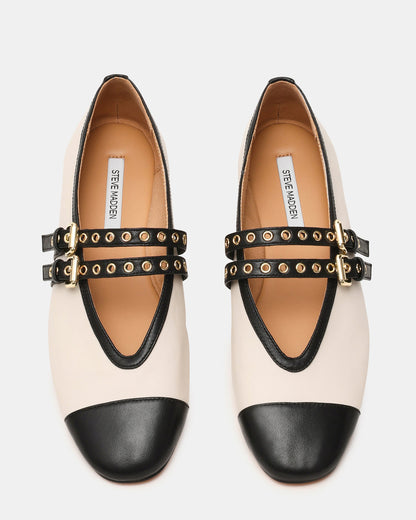 LYDIA Cap Bone Black Mary Jane Ballet Women's Flat - Steve Madden