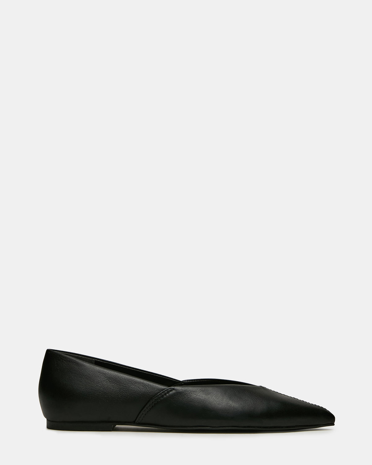 TOVI Black Leather Pointed-Toe Ballet Women's Flat - Steve Madden