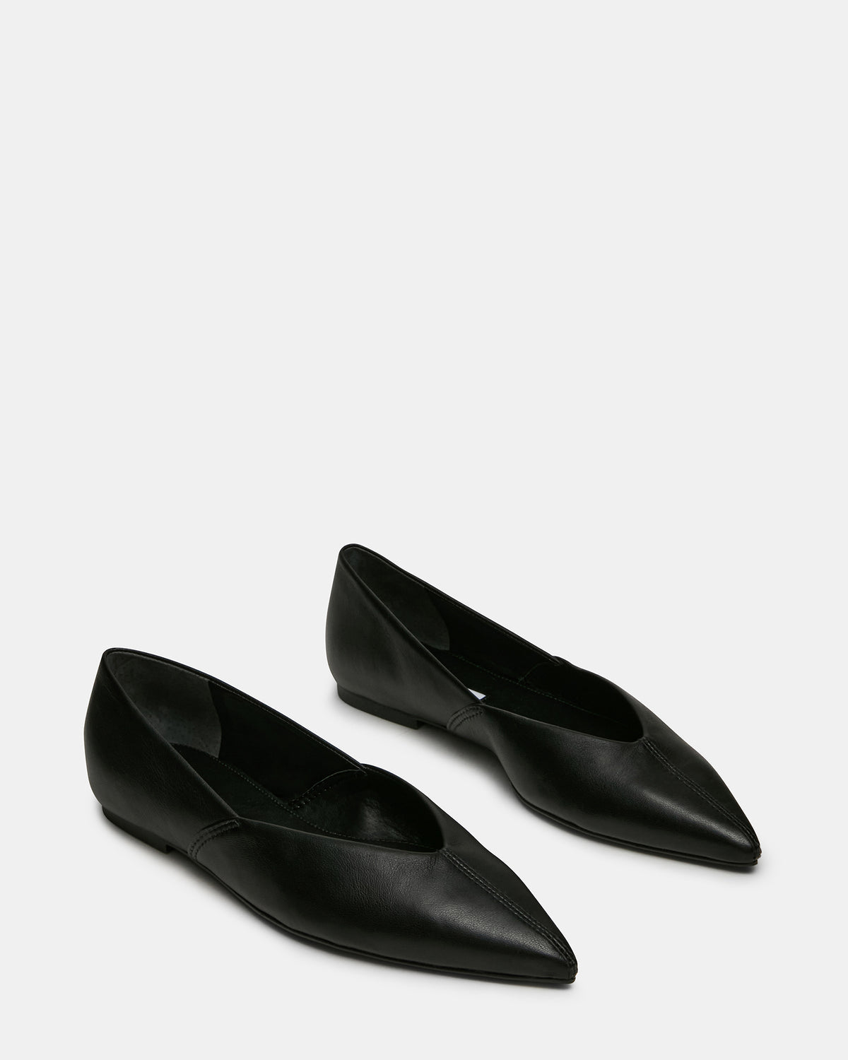TOVI Black Leather Pointed-Toe Ballet Women's Flat - Steve Madden