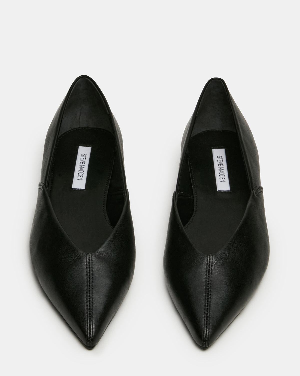 TOVI Black Leather Pointed-Toe Ballet Women's Flat - Steve Madden