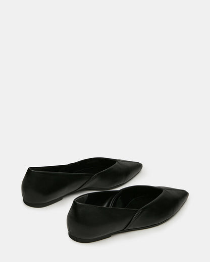 TOVI Black Leather Pointed-Toe Ballet Women's Flat - Steve Madden