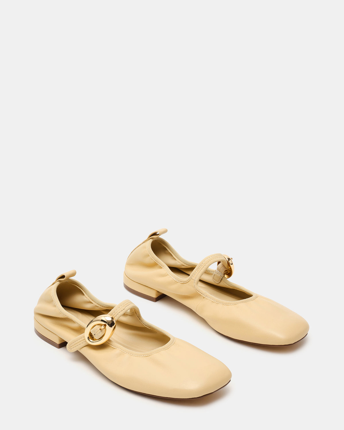 DAFFIA Butter Leather Mary Jane Gold-Detail Buckle Ballet Women's Flat - Steve Madden