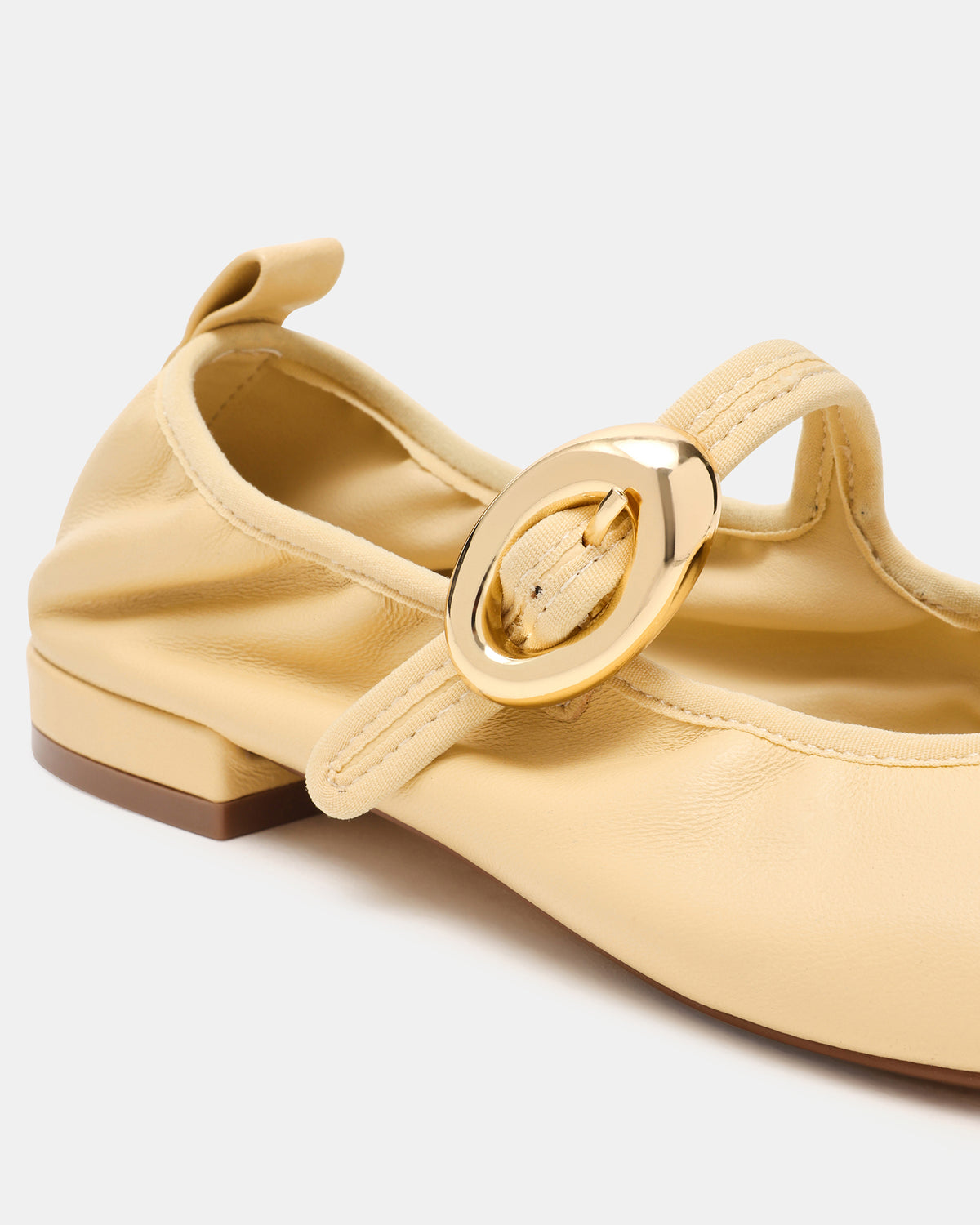 DAFFIA Butter Leather Mary Jane Gold-Detail Buckle Ballet Women's Flat - Steve Madden
