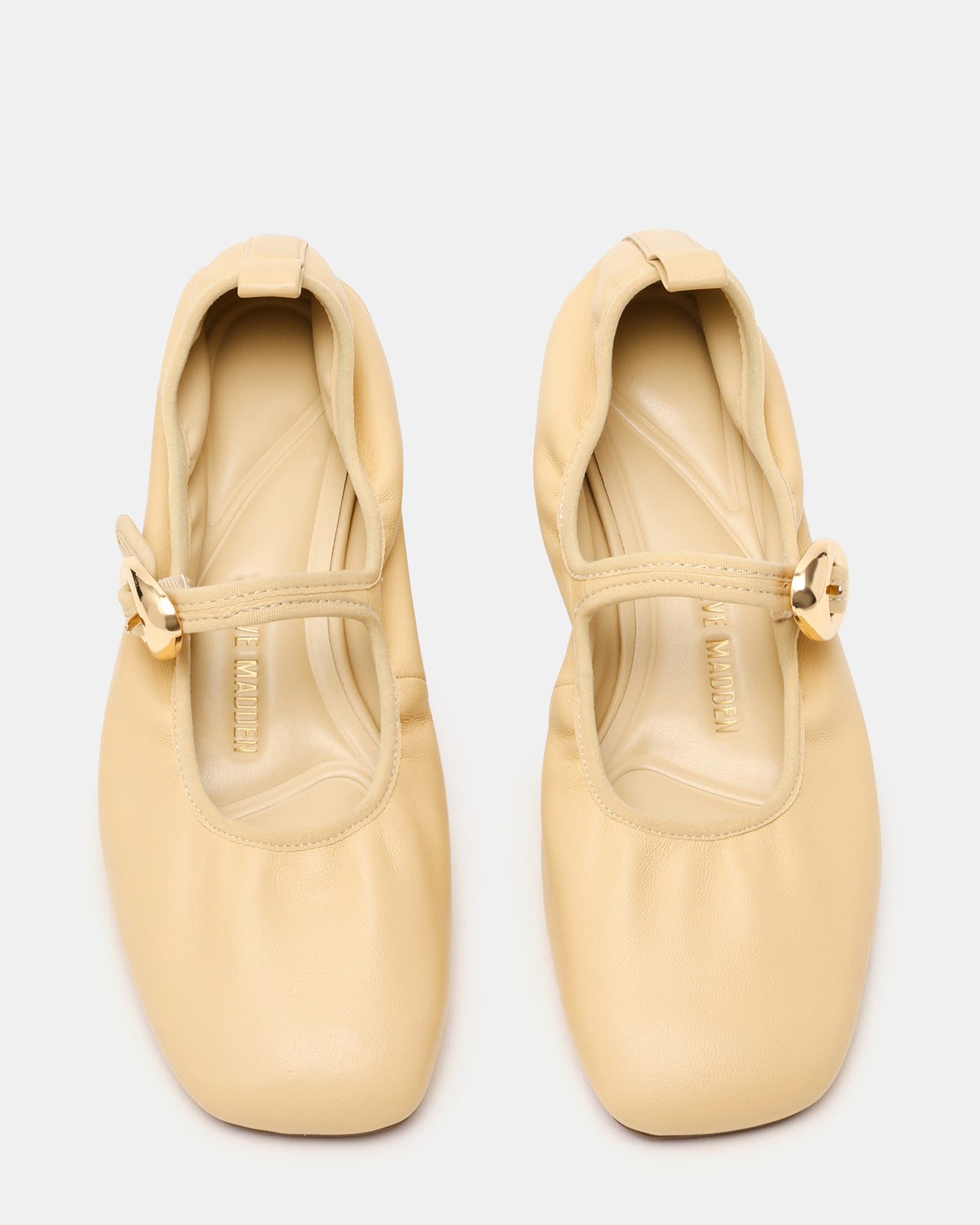 DAFFIA Butter Leather Mary Jane Gold-Detail Buckle Ballet Women's Flat - Steve Madden