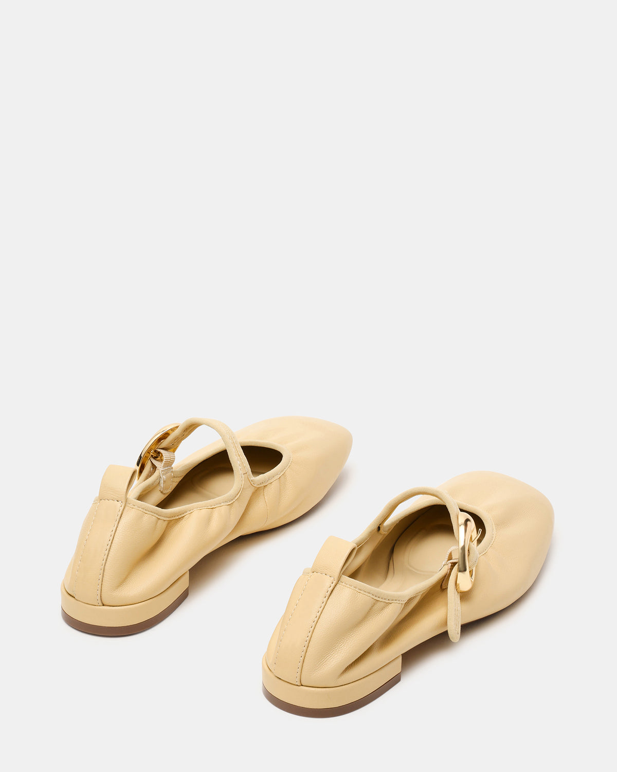 DAFFIA Butter Leather Mary Jane Gold-Detail Buckle Ballet Women's Flat - Steve Madden