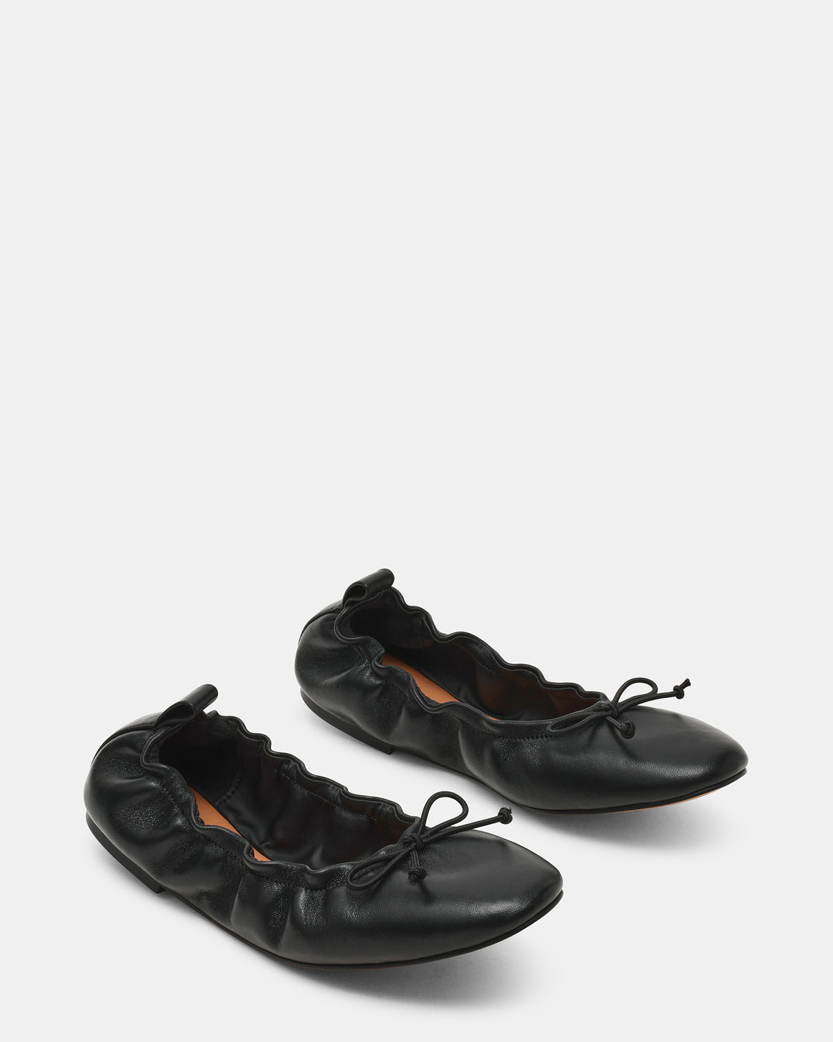 LANTI Black Leather Bow Round-Toe Women's Flat - Steve Madden